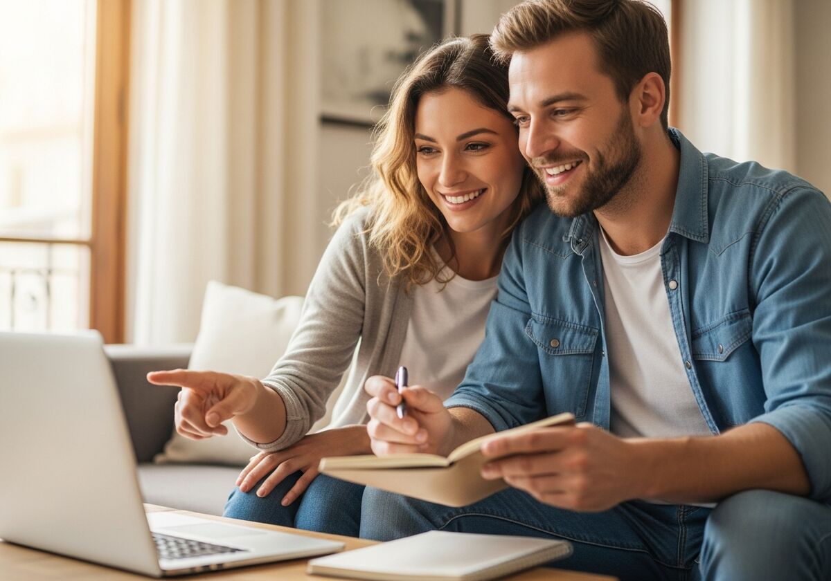 Couple reviewing their home-buying budget