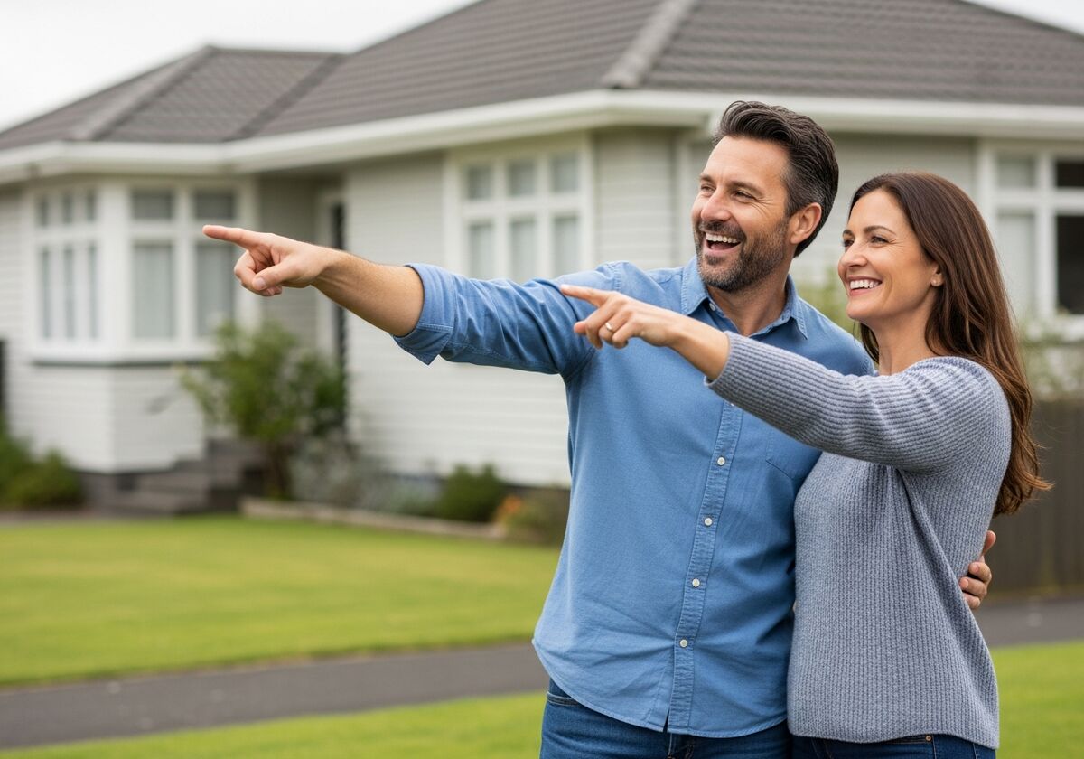 Family outside their investment property