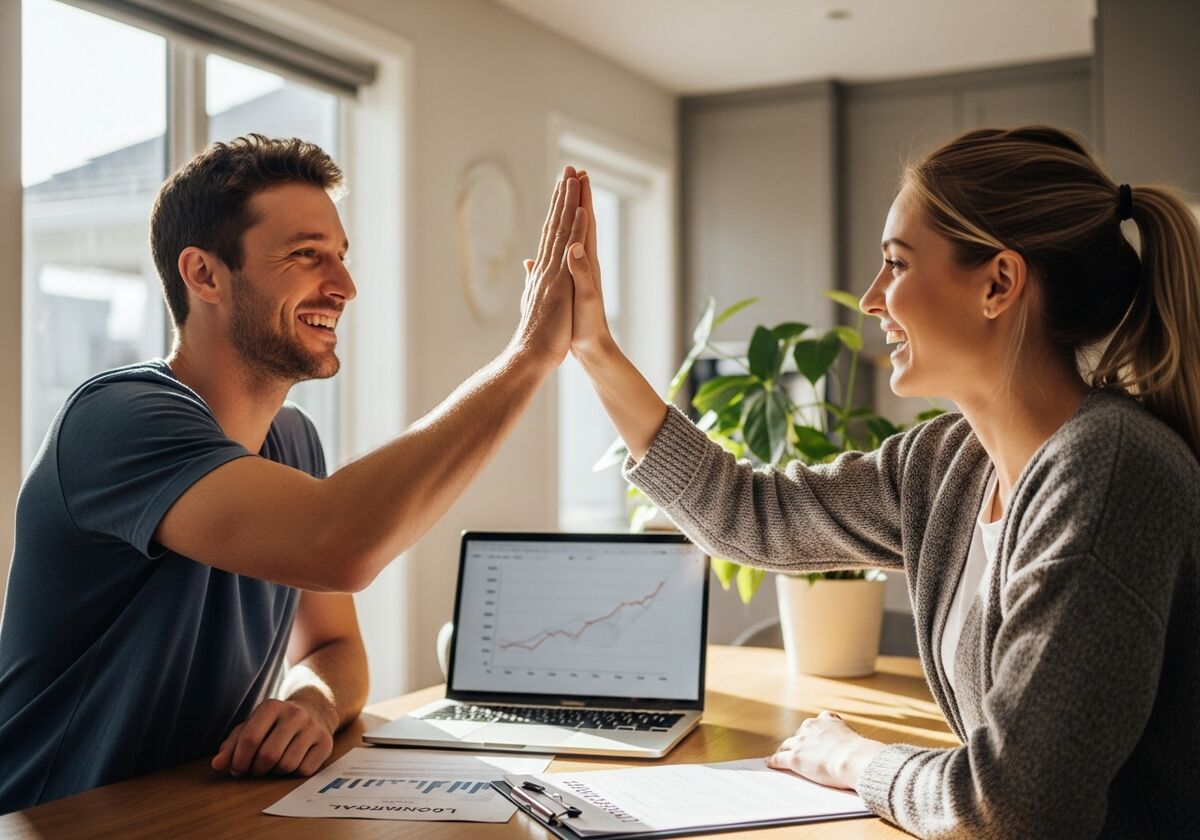 Couple reviewing their home loan options