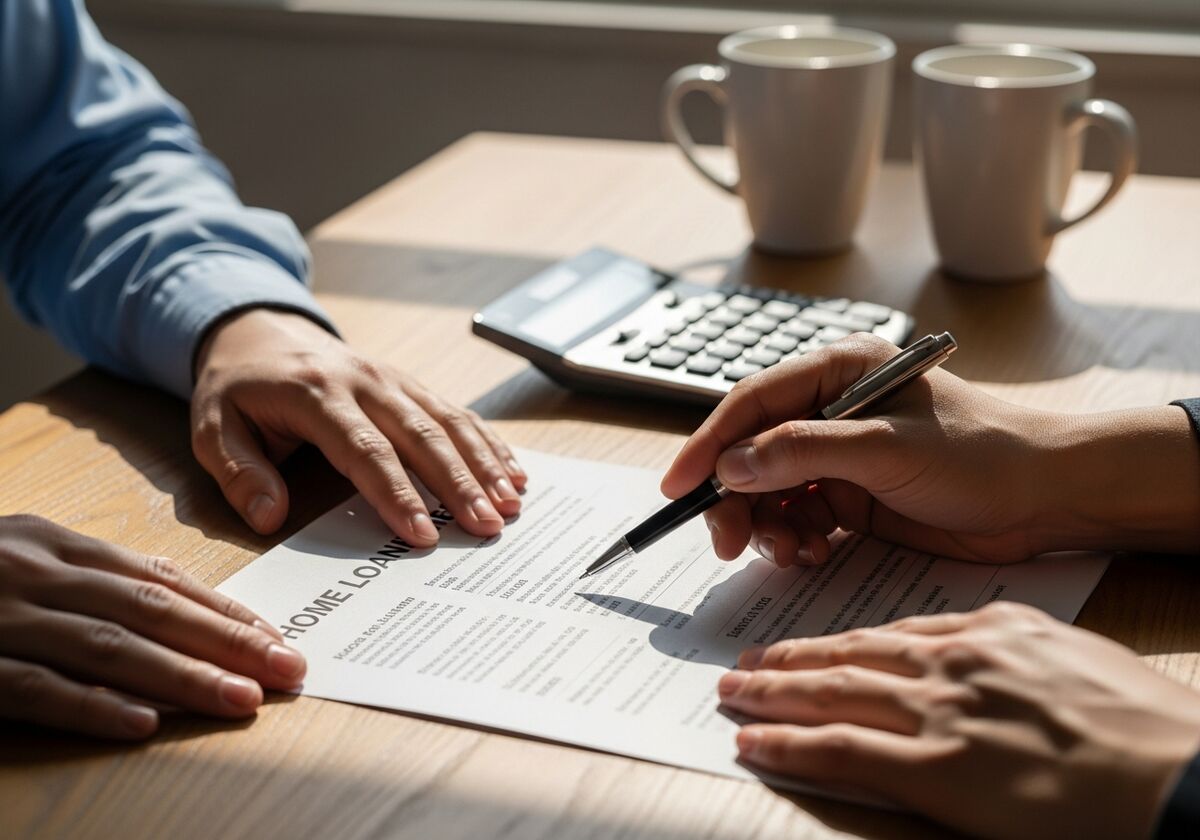 Couple reviewing their home loan rate letter at the table